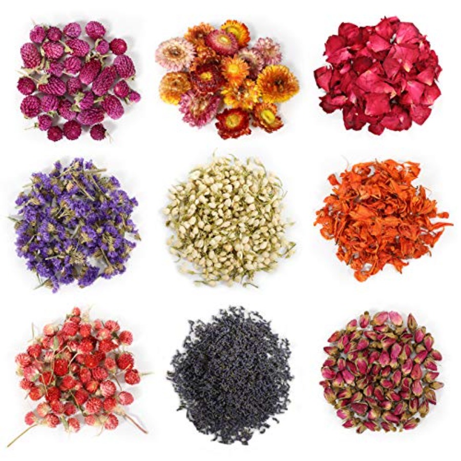 9 Bags Dried Flowers, 100% Nat - Soap Making Diy Kit ulasan dan harga